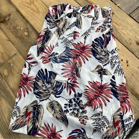 NEW with tags SCARLET ROOS Paris Mini Dress Strapless Tropical Palm Print Medium - Picture 2 of 5